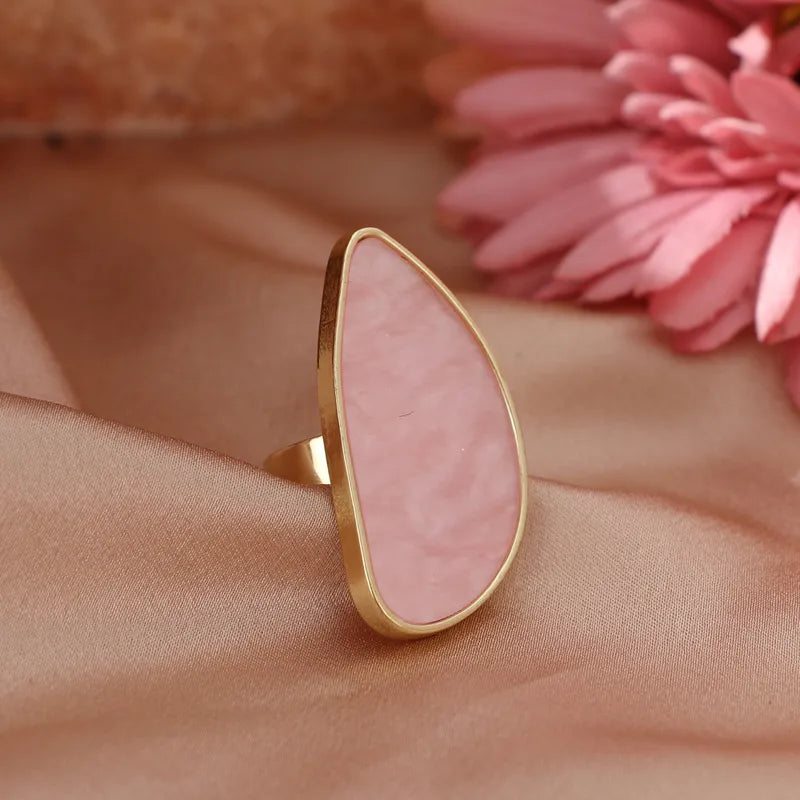 Korean Niche Irregular Agate style Resin Ring for Female with Adjustable Opening